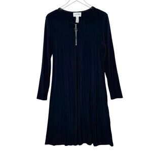 Joseph Ribkoff Zip Up Travel Dress 14 Navy Pocket Slinky Swing Wrinkle Free